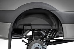 Rear Wheel Well Liners for Mercedes-Benz Sprinter (2019-2025) shown installed, Rough Country 4302