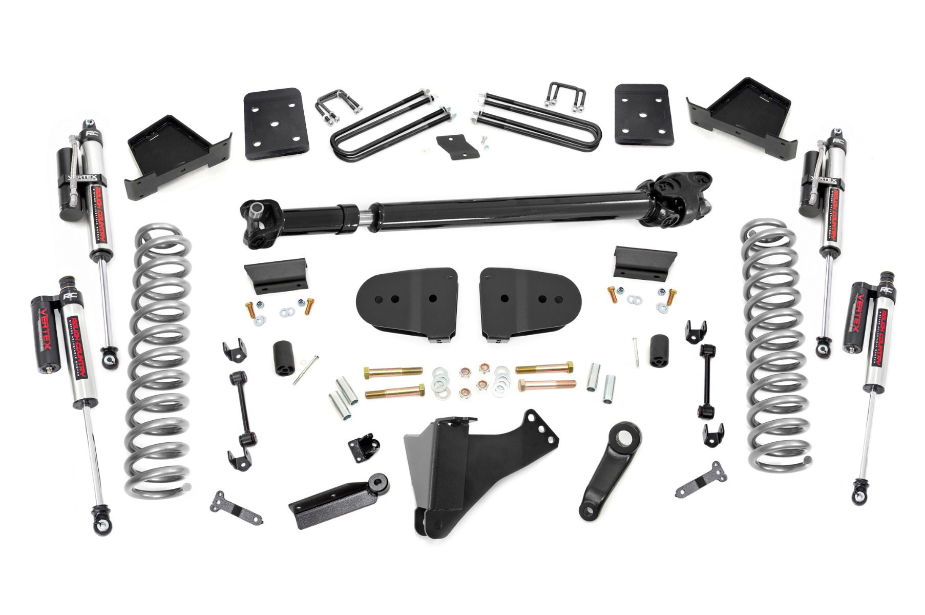 6-Inch Super Duty Lift Kit, Vertex Coilovers, 4.5-In Blocks & U-Bolts — Rough Country 43951