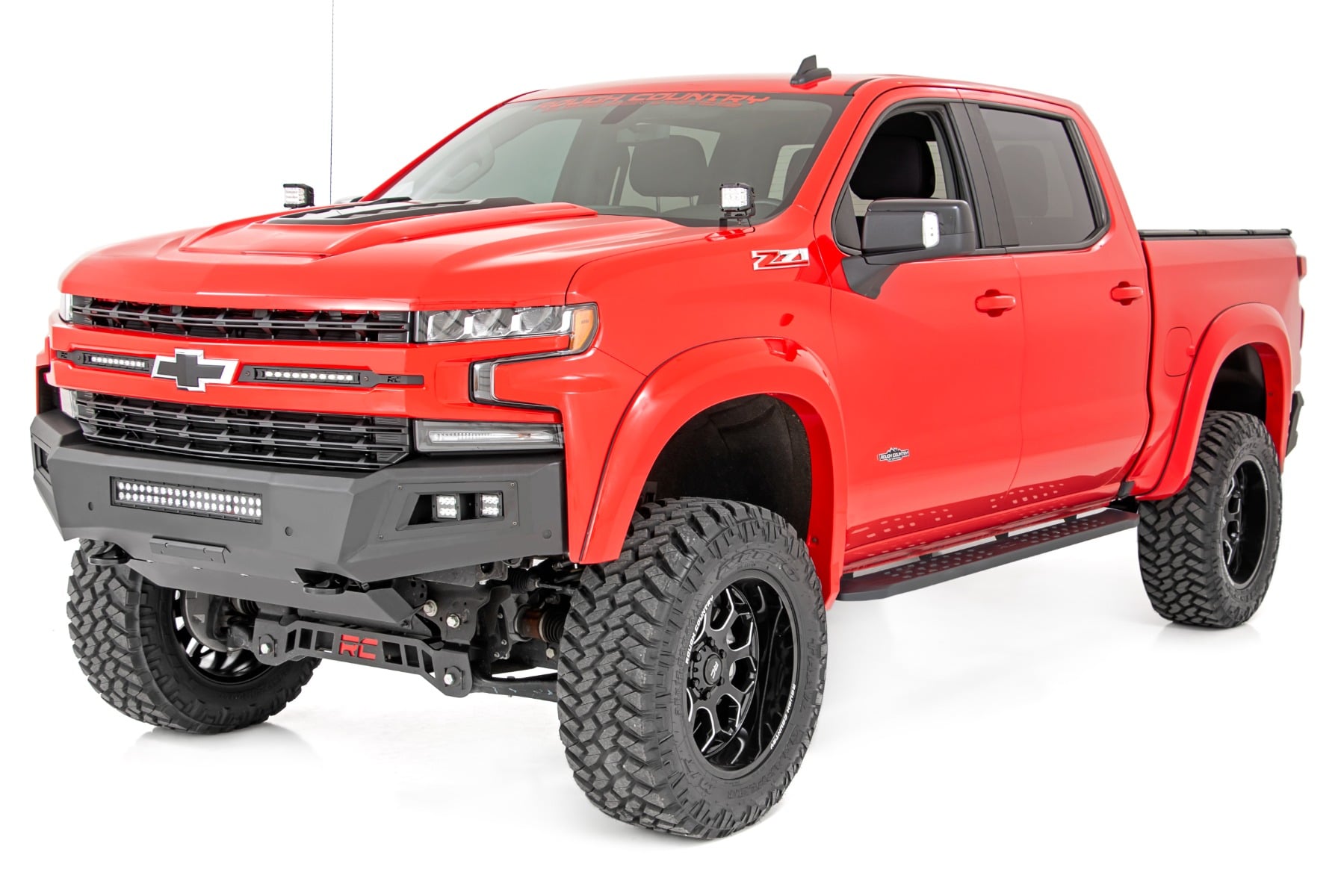 RPT2 Running Boards, Black — GM 1500 Crew Cab Bracket Kit, Rough Country 44002