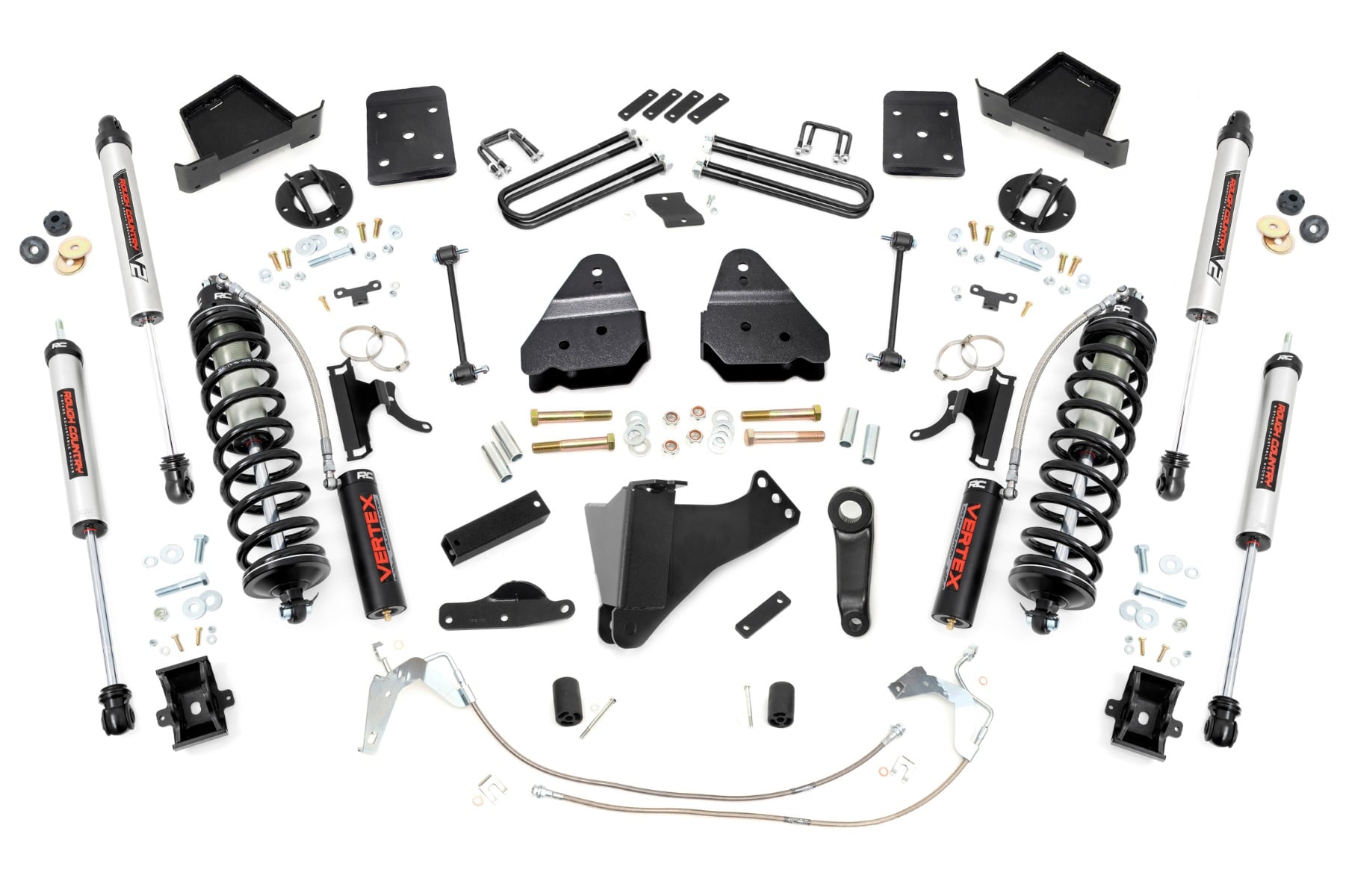 4.5-Inch Lift Kit with Vertex Coilovers for Ford Super Duty 4WD, Part 47858, Rough Country