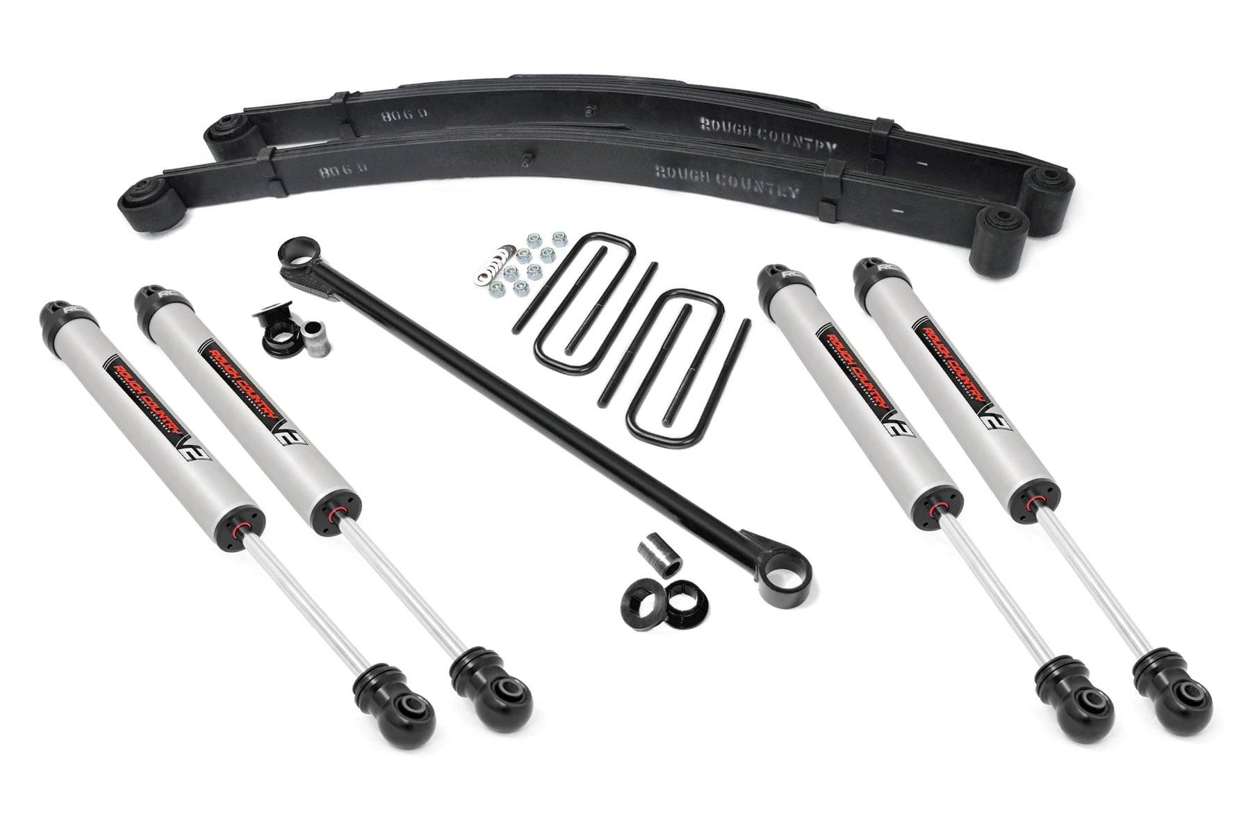 Rough Country 2.5-Inch Leveling Kit with V2 Shocks for Ford Super Duty