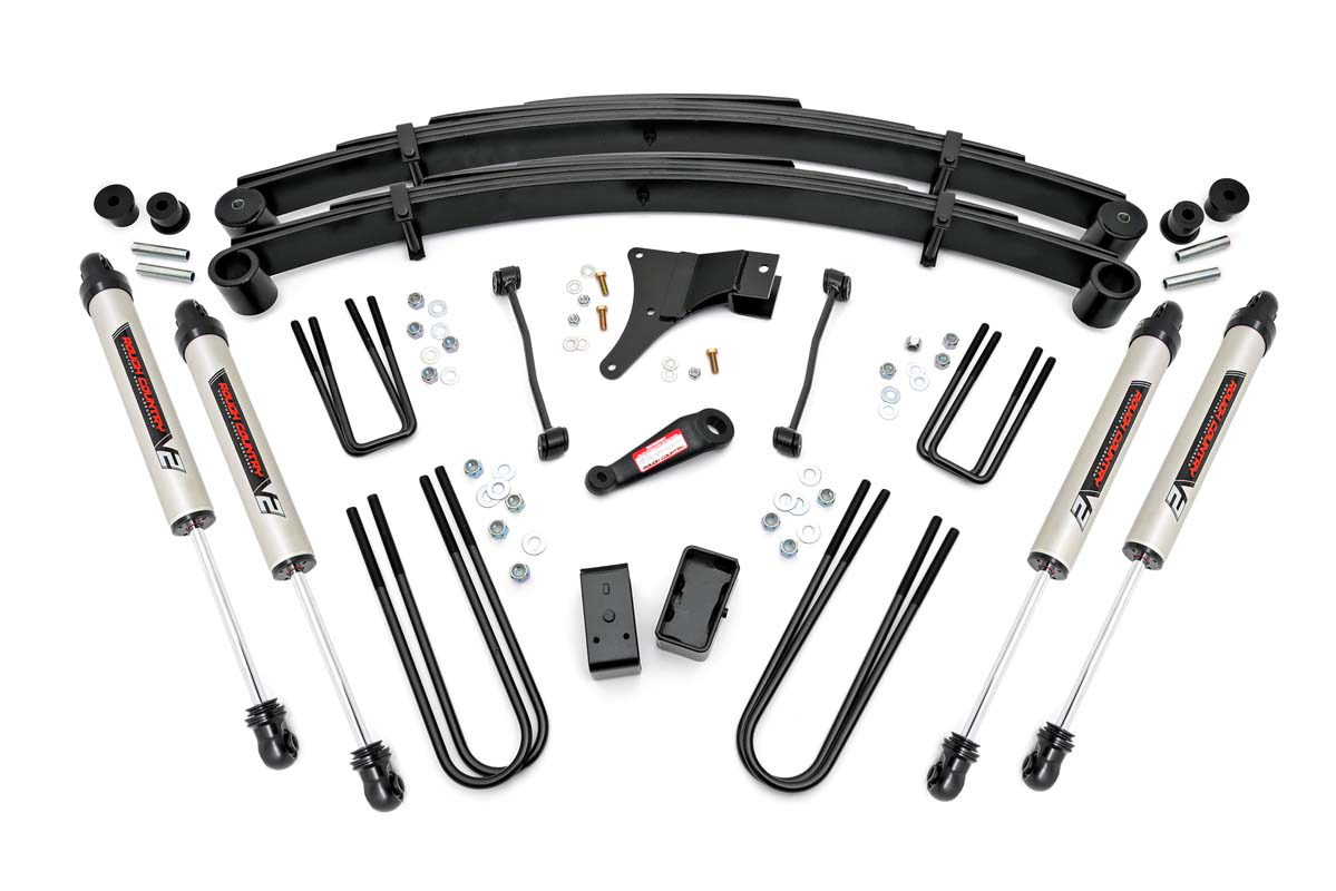 4-Inch Lift Kit with V2 Shocks for 1999 Ford Super Duty 4WD, Rough Country 49470