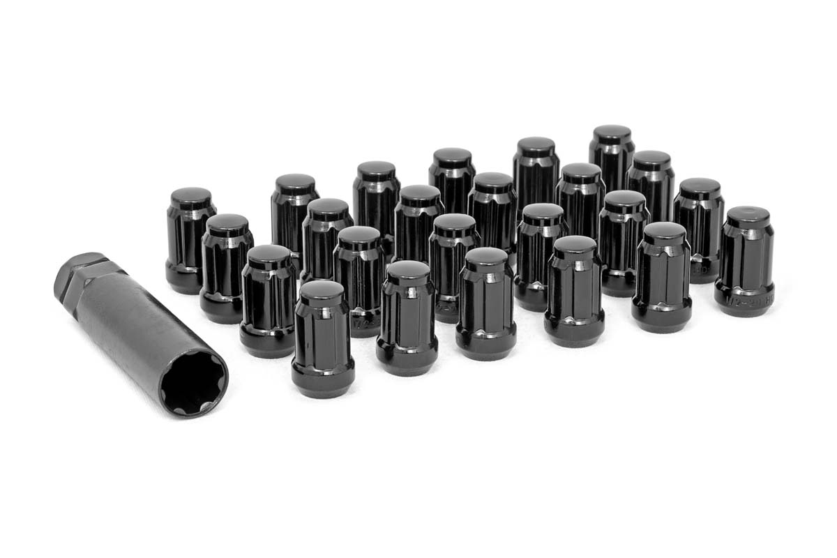 Rough Country Black Bulge Acorn Lug Nut Set with Socket Key