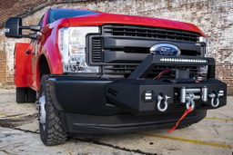 EXO Winch Mount Kit with LEDs for Ford Super Duty (2017-2020) shown installed — Rough Country 51004