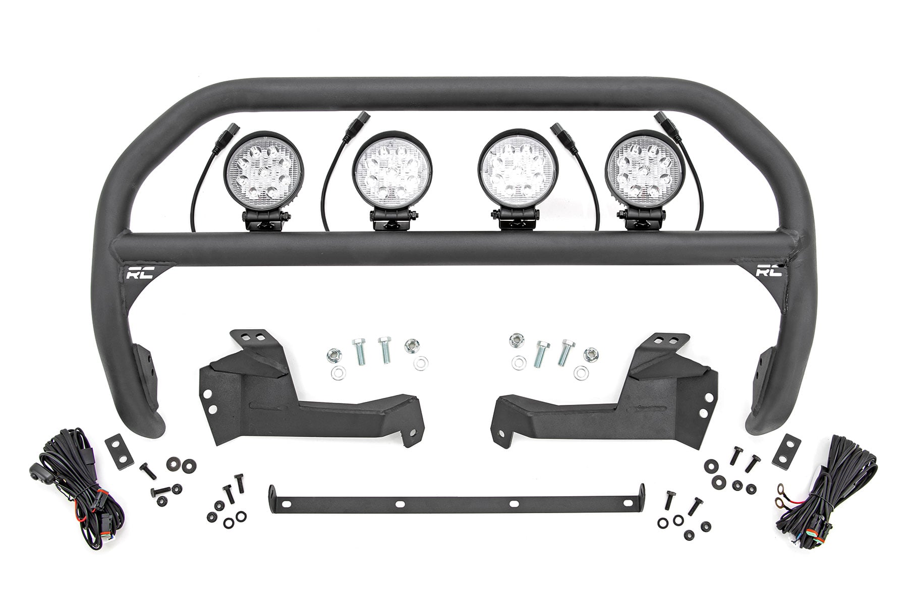Rough Country Nudge Bar with 4-Inch Chrome Series Round LEDs for Bronco Sport