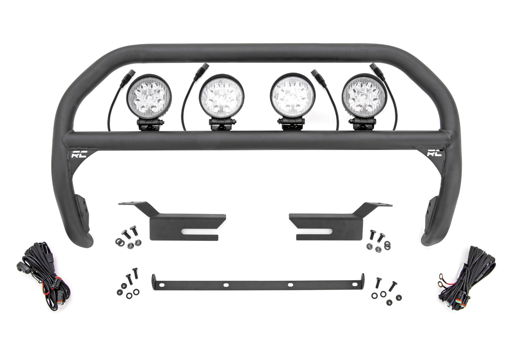 Rough Country Nudge Bar with 4-Inch Chrome Series Round LEDs for Ford Bronco