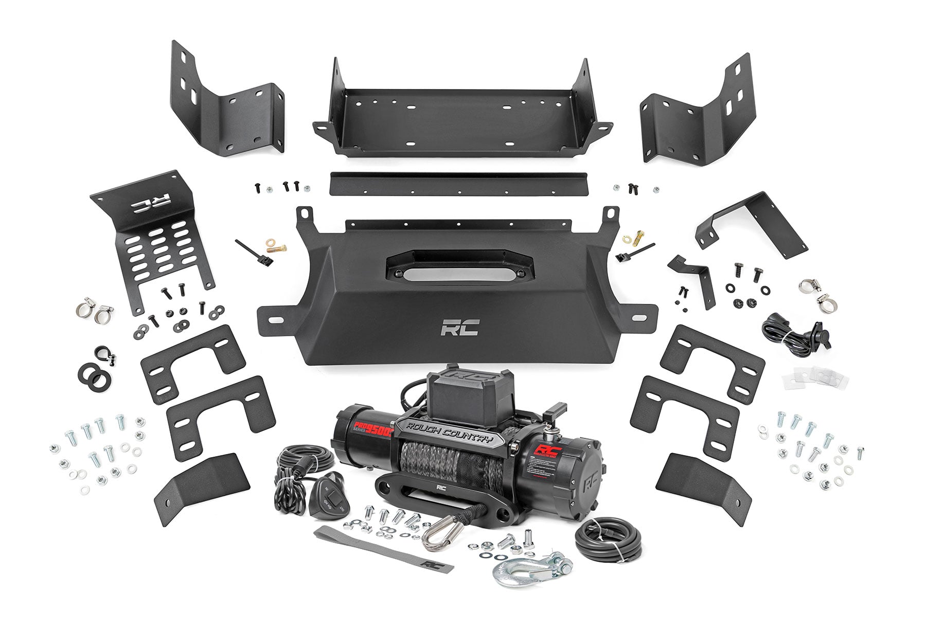 Rough Country Hidden Winch Mount Kit with 9500-Lb Winch for Ford Bronco