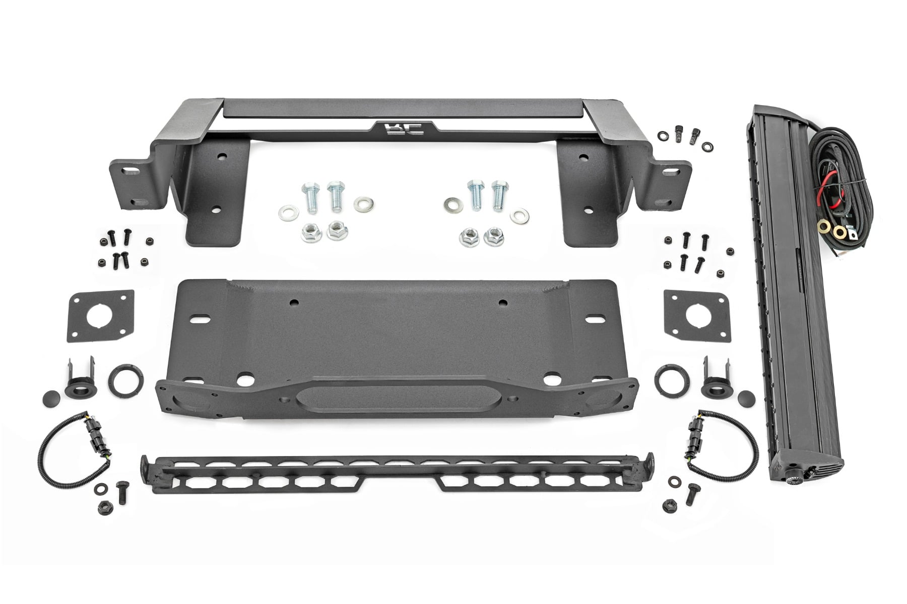 Rough Country High Winch Mount with 20-Inch Light Bar for Bronco 4WD