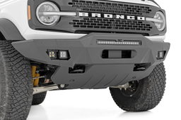 Front Bumper with 20 Inch LED Bar and Amber DRL Pods for Bronco, view 5, Rough Country 51075