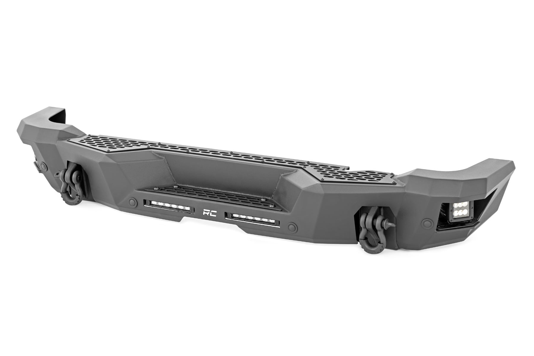 Rear Bumper with 6 Inch LEDs and 2 Inch Flood Pods for Bronco — Rough Country 51093 — Rear Bumpers