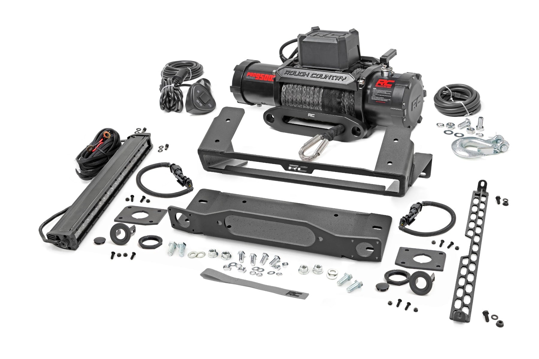 Rough Country High Winch Mount, 9500-Lb Winch and DRL Bar for Bronco