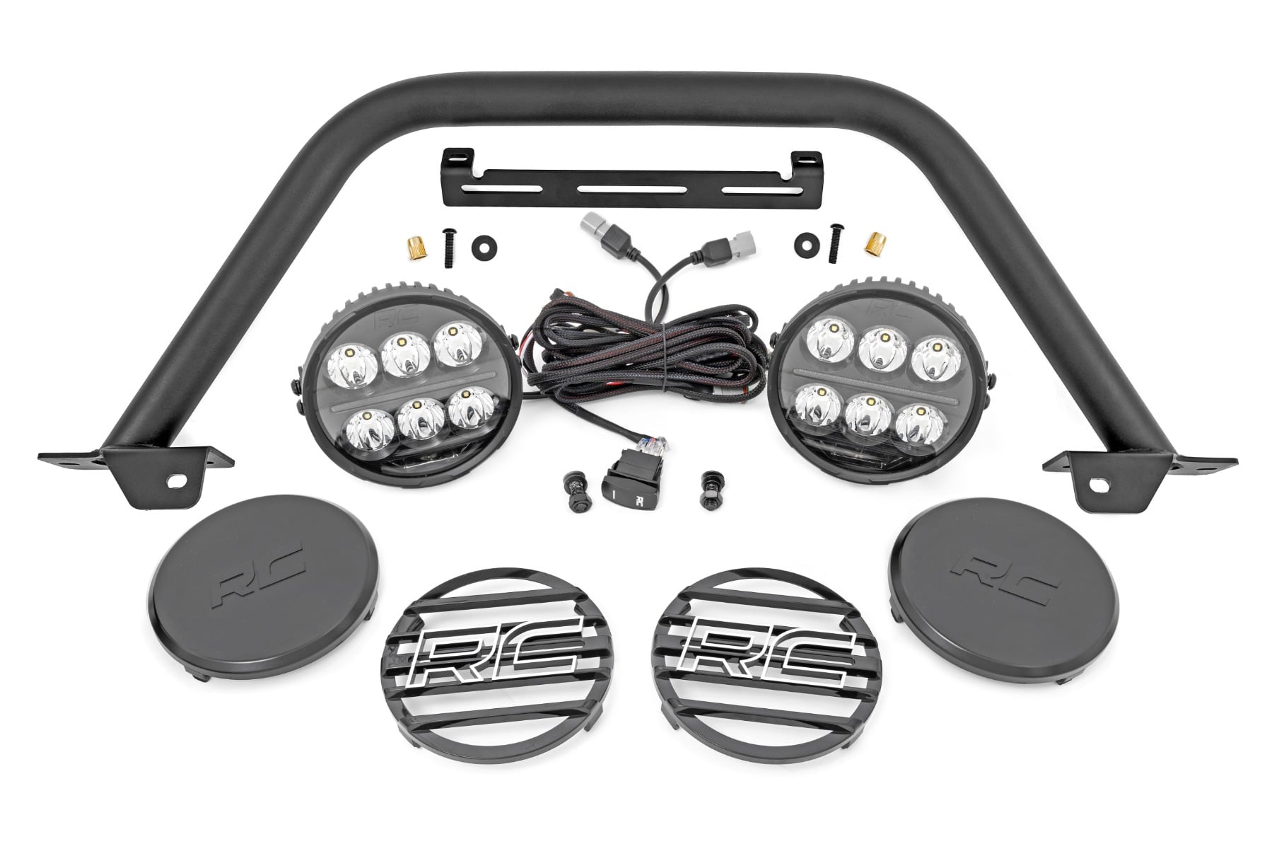 Rough Country Safari Bar with 6.5-Inch Halo LEDs for Ford Bronco 4WD
