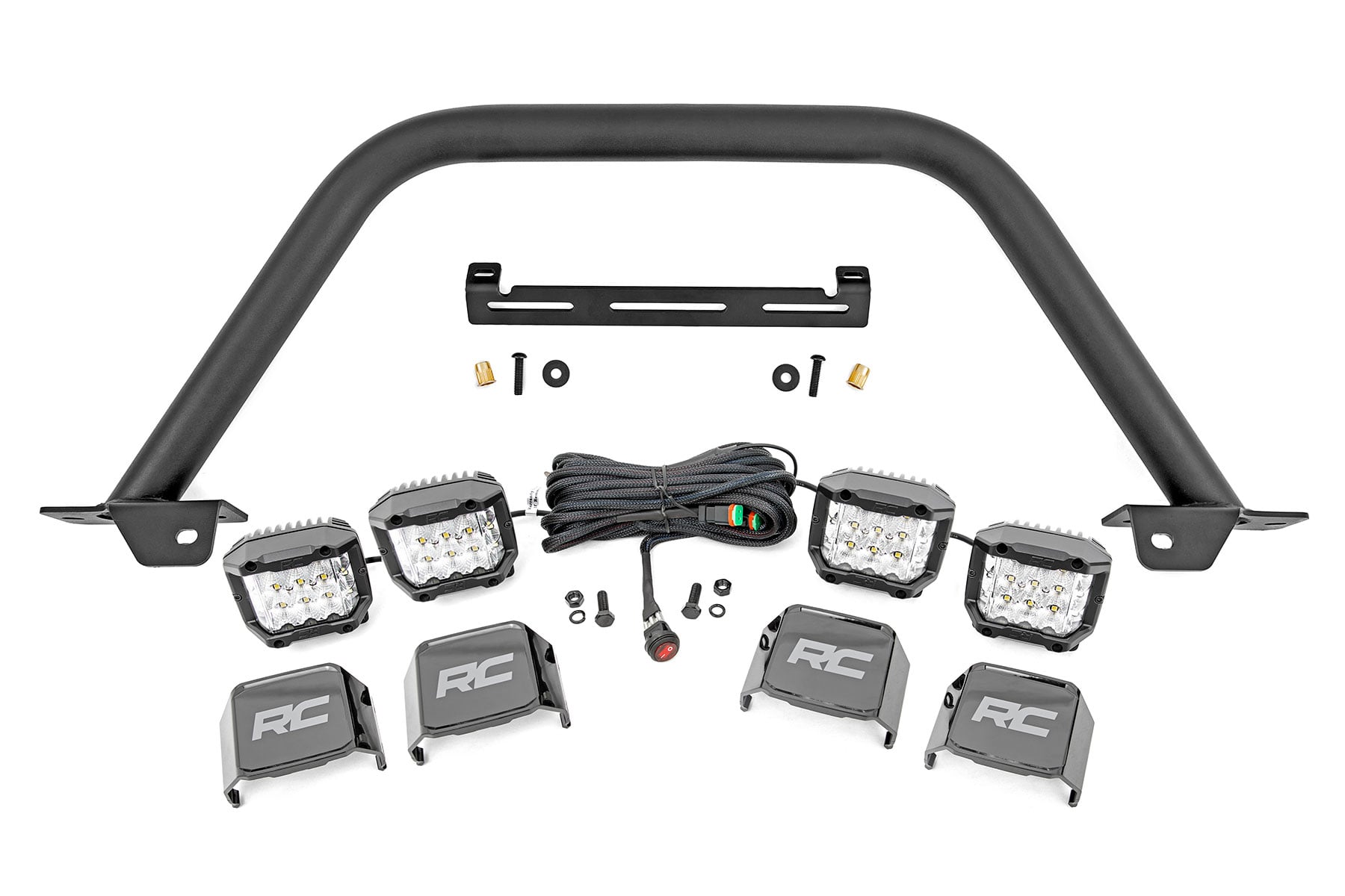 Rough Country Four 3-Inch Osram LEDs and Safari Bar for Ford Bronco 4WD
