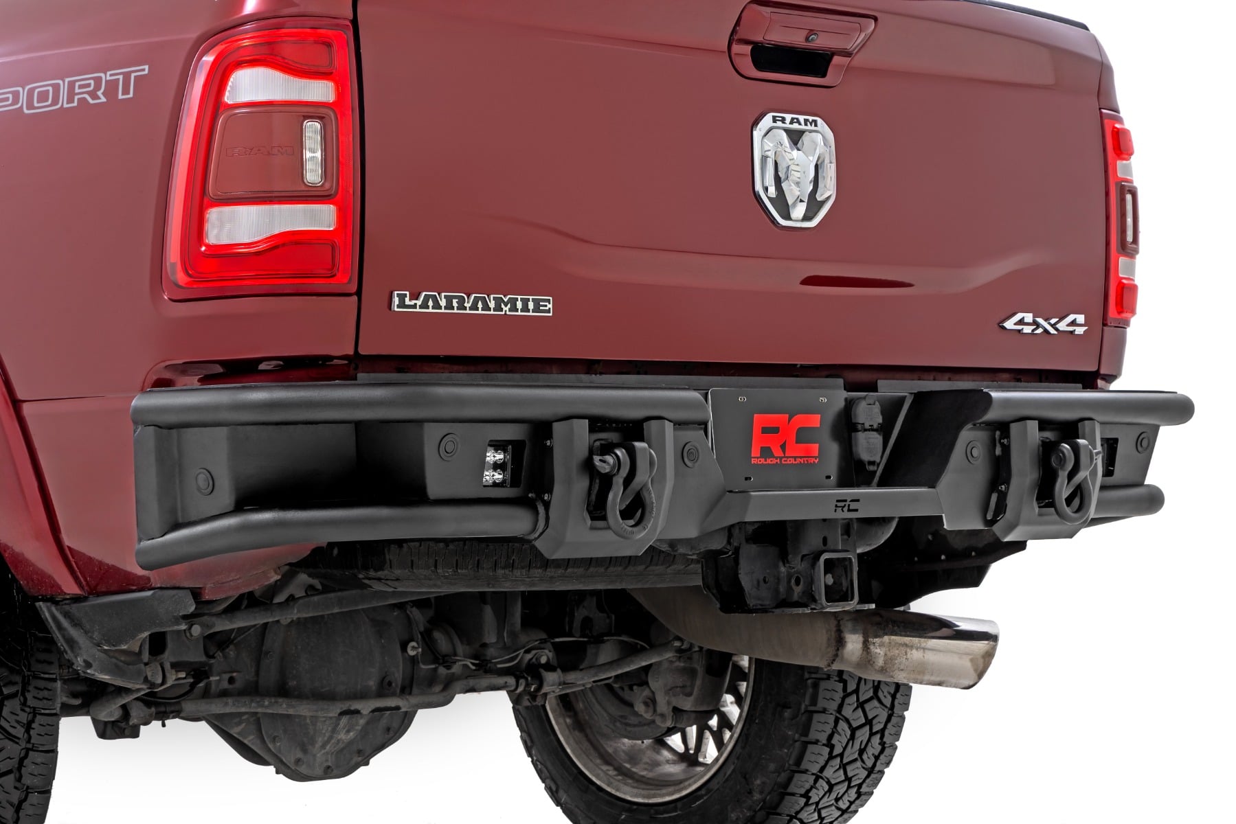 Tubular Rear Bumper with D-Rings and Sensor Inserts — Rough Country 51213 — Rear Bumpers