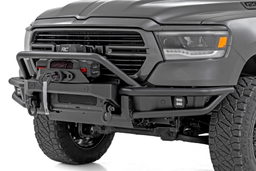 Tubular Winch-Tray Front Bumper for Ram 1500 (2019-2024) shown installed, Rough Country 51214W