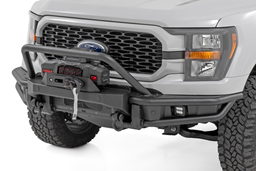 Tubular Winch Front Bumper for Ford F-150 (2021-2023) shown installed, Rough Country 51216W
