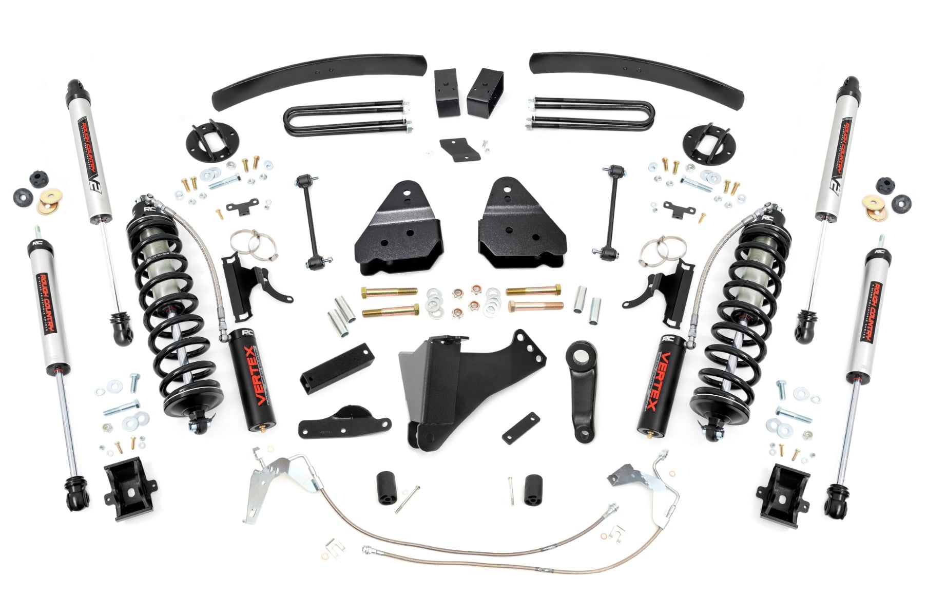 6-Inch Lift Kit with Vertex Coilovers for Ford Super Duty 4WD — Part 59458 dimension diagram, Rough Country
