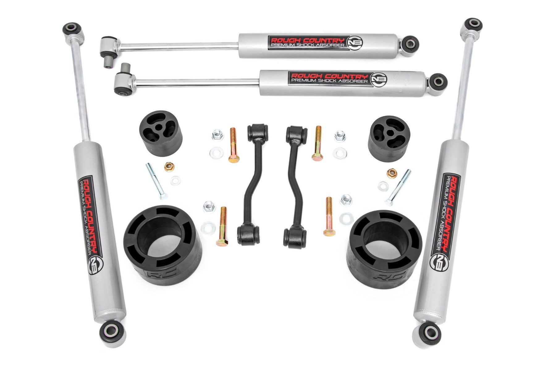 Rough Country 2.5-Inch Leveling Kit with N3 Shocks for 2024–2025 Jeep Gladiator