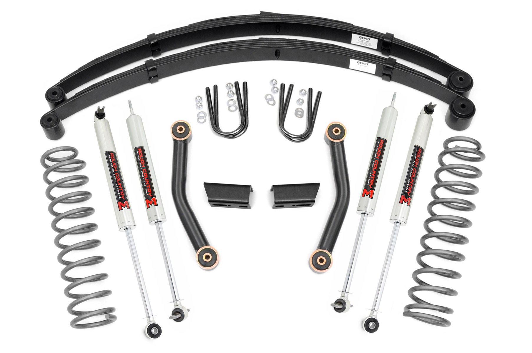 Rough Country 3-Inch Lift Kit with M1 Monotube Shocks for Jeep Cherokee XJ