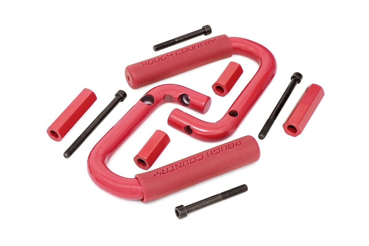 Rough Country Red Steel Grab Handles for 2007–2017 Jeep Wrangler