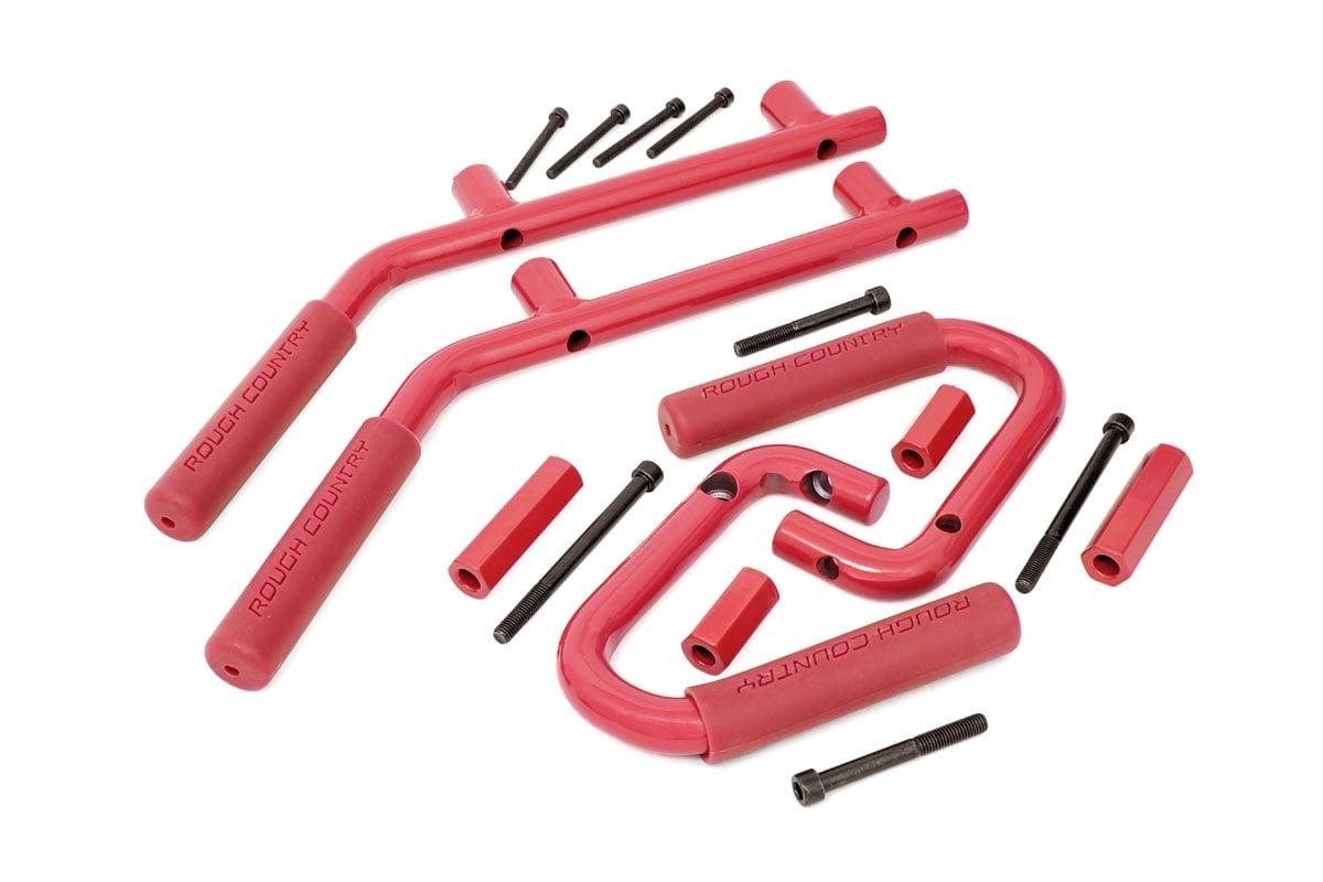 Rough Country Red Front and Rear Grab Handles for 2007–2017 Jeep Wrangler