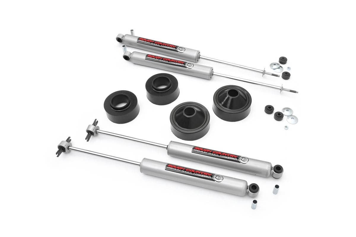Rough Country 1.75-Inch Lift Kit with N3 Shocks for 2007–2017 Jeep Wrangler