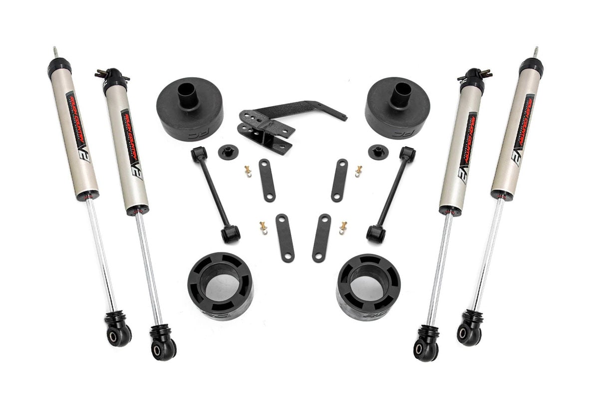 Rough Country 2.5-Inch Lift Kit with V2 Shocks for Jeep Wrangler