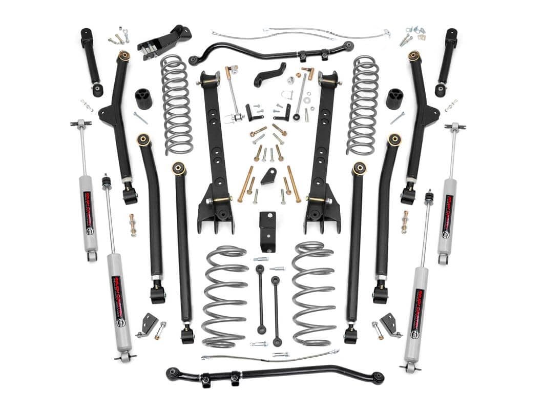 Rough Country 4-Inch Lift Kit with N3 Shocks for 1997–2006 Jeep Wrangler TJ 4WD with N3 Rear Shocks