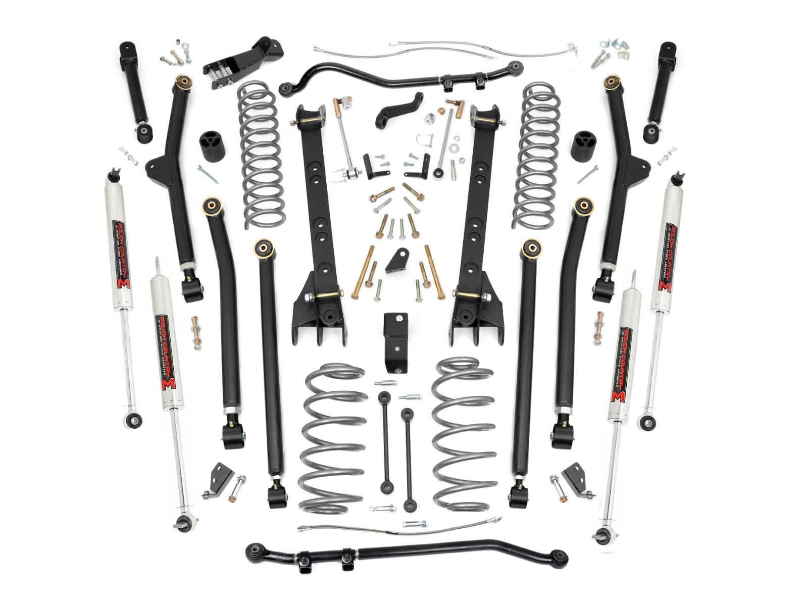 Rough Country 4-Inch Lift Kit with M1 Shocks for 1997–2006 Jeep Wrangler TJ 4WD