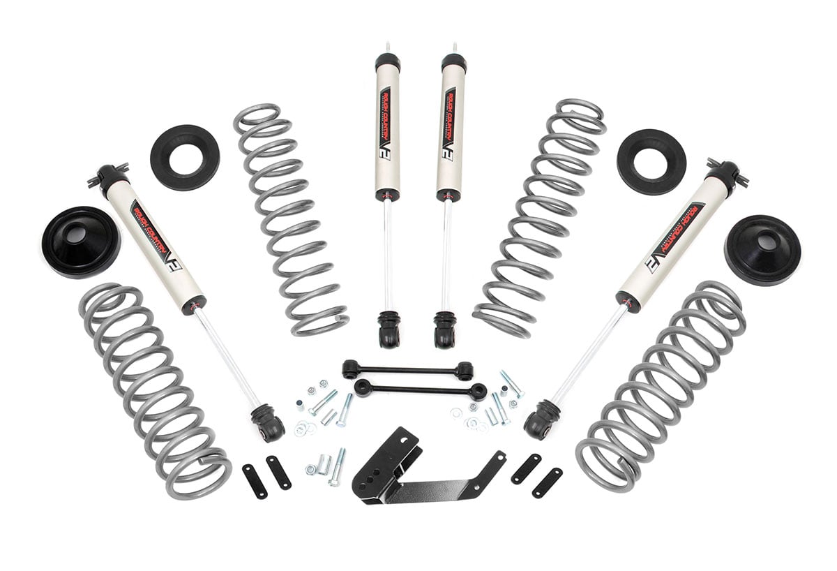 Rough Country 3.25-Inch Lift Kit with V2 Shocks for Jeep Wrangler Unlimited