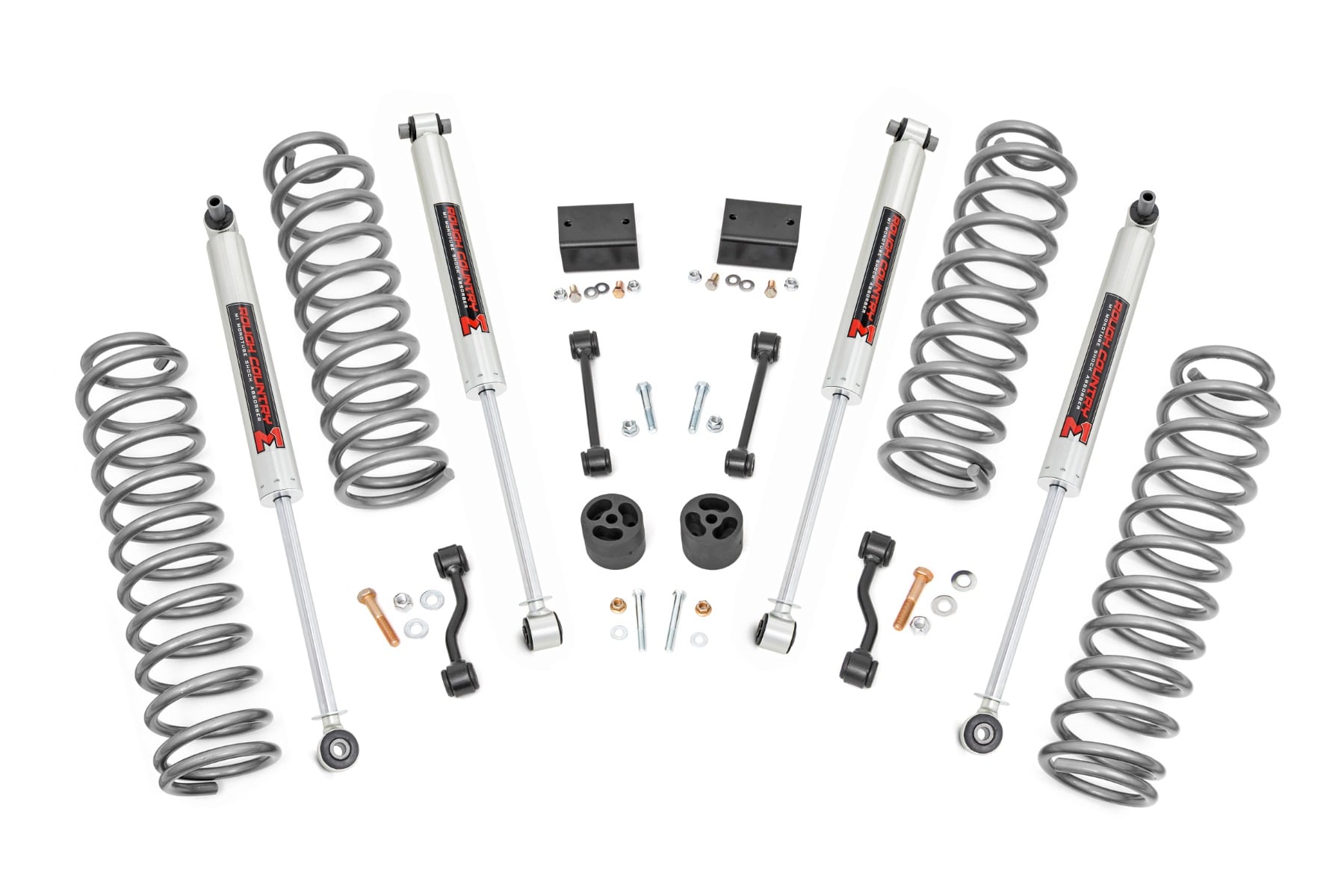 Rough Country 2.5-Inch Lift Kit with M1 Shocks for 2018–2023 Jeep Wrangler JL