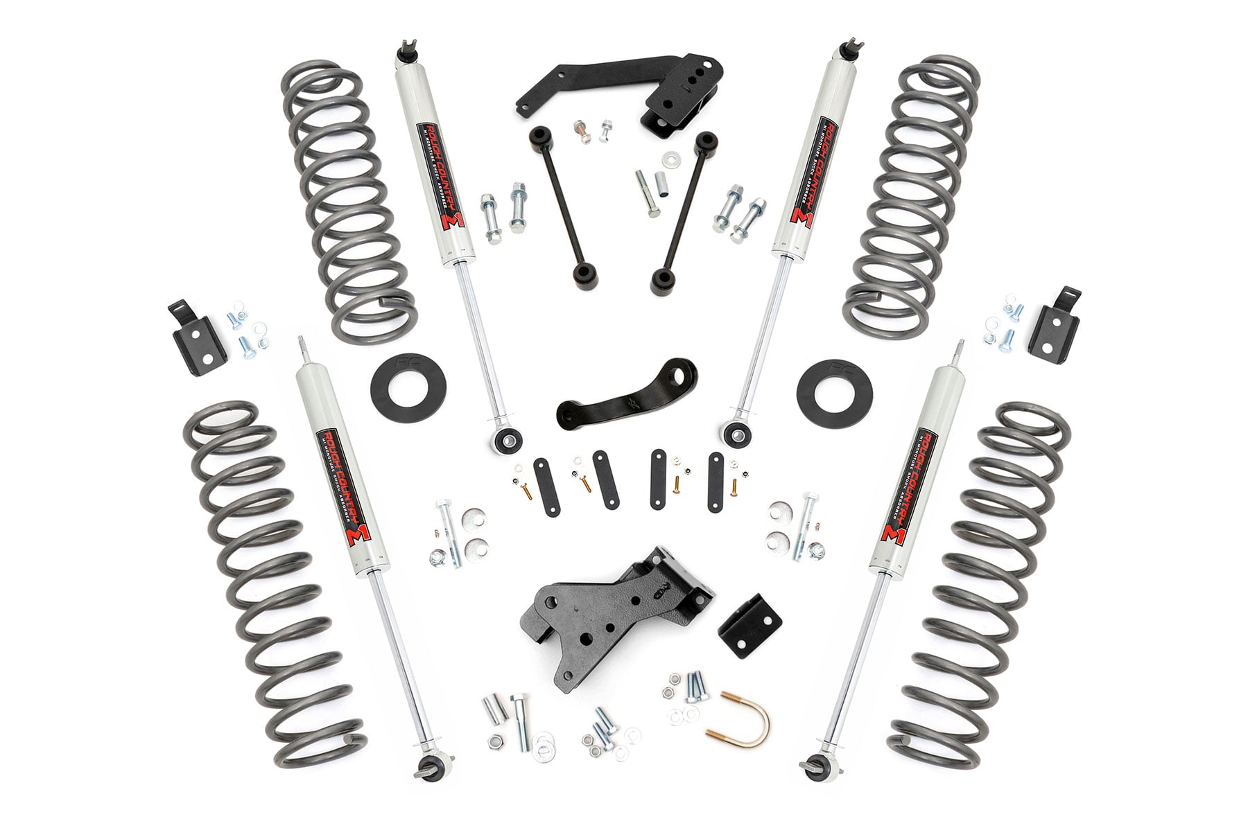 Rough Country 4-Inch Lift Kit with M1 Shocks for Wrangler JK 2-Door