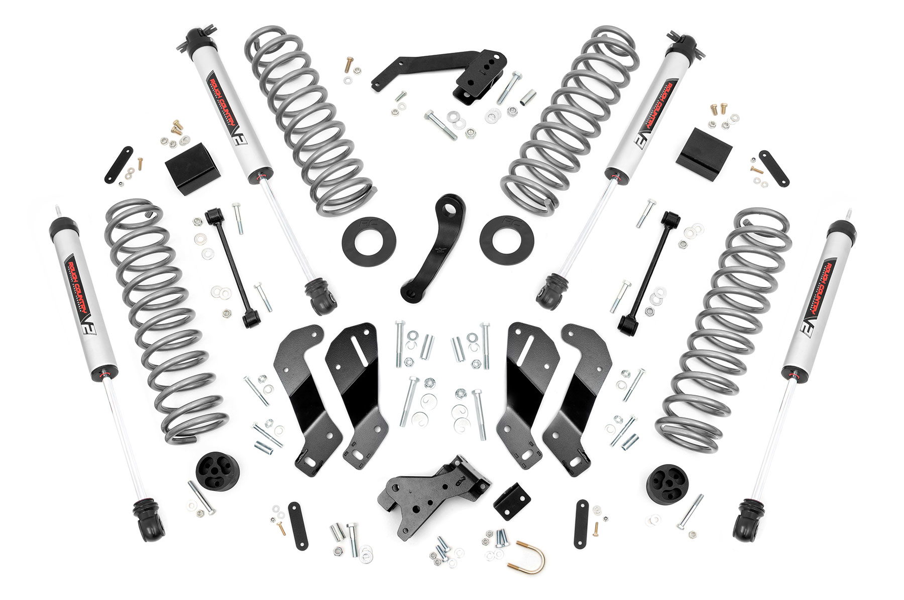 Rough Country 3.5-Inch Lift Kit with V2 Shocks for Jeep Wrangler Unlimited