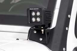 LED Light Mount for Jeep Wrangler (2007–2017) shown installed, Rough Country 70044