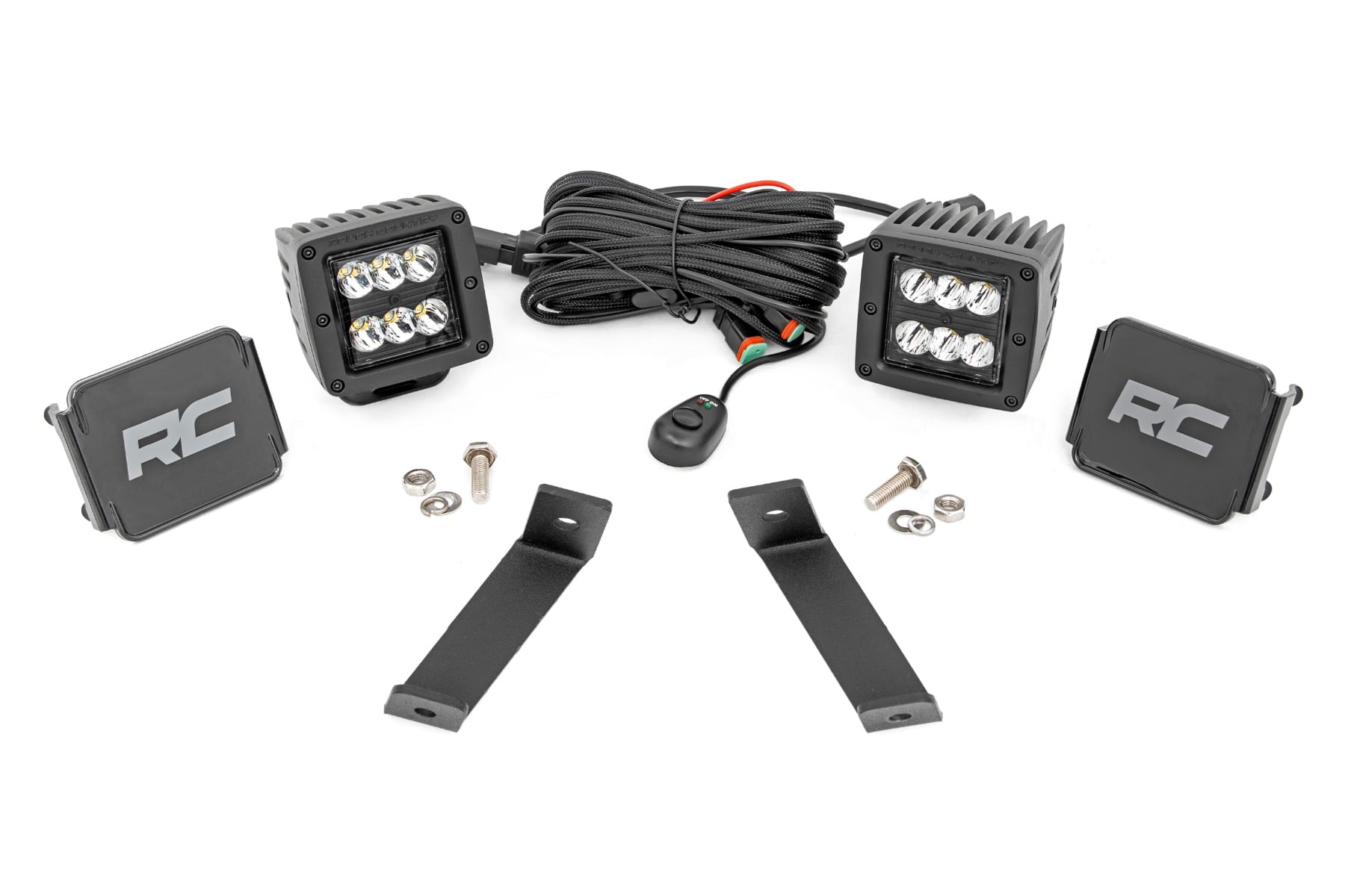 Rough Country 2-Inch Black Series Ditch Light Kit for 2014-2021 Jeep Cherokee