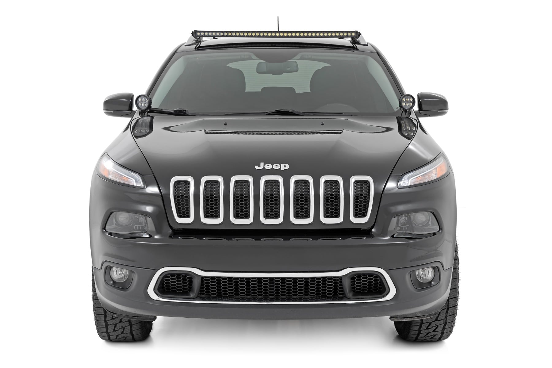 40-Inch Black Series Curved LED Light Bar Roof Kit for Jeep Cherokee, Rough Country 70086