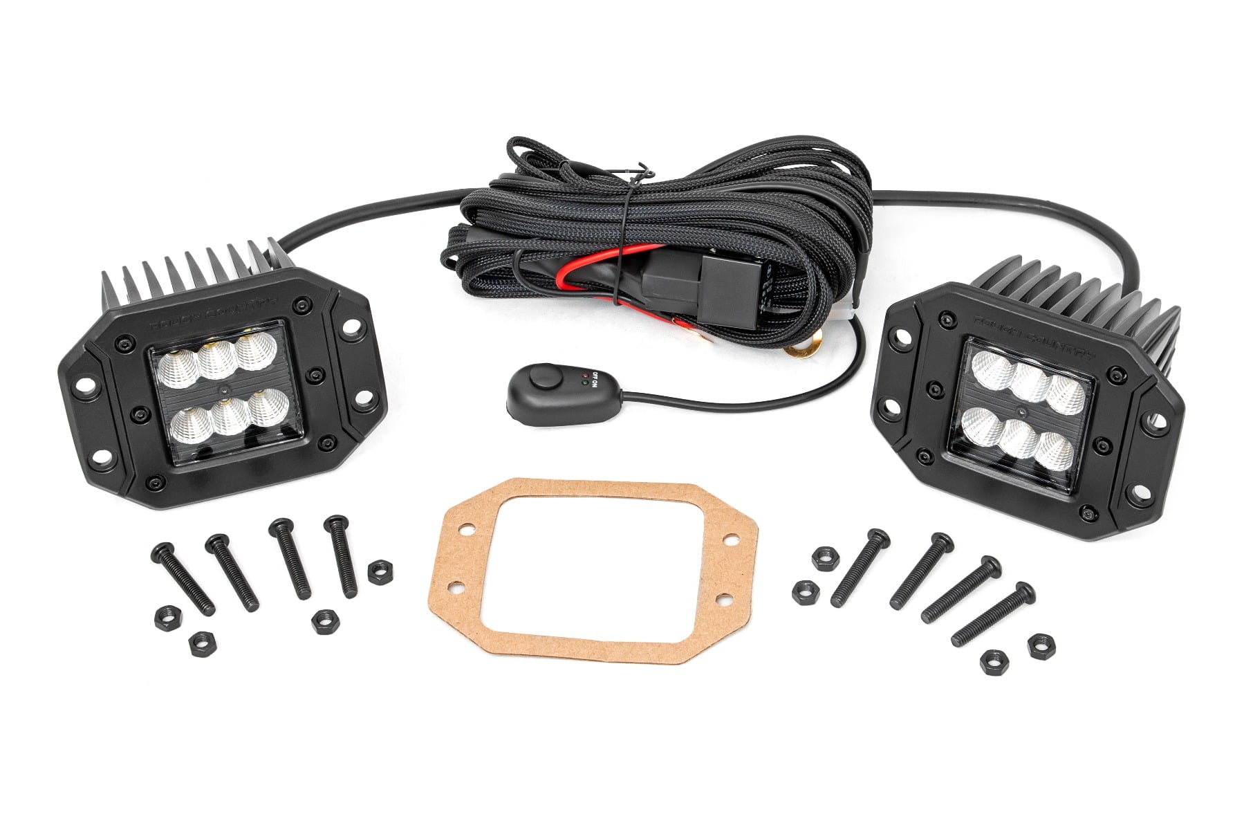 Rough Country 2-Inch Black Series LED Light Pods — Flood Beam