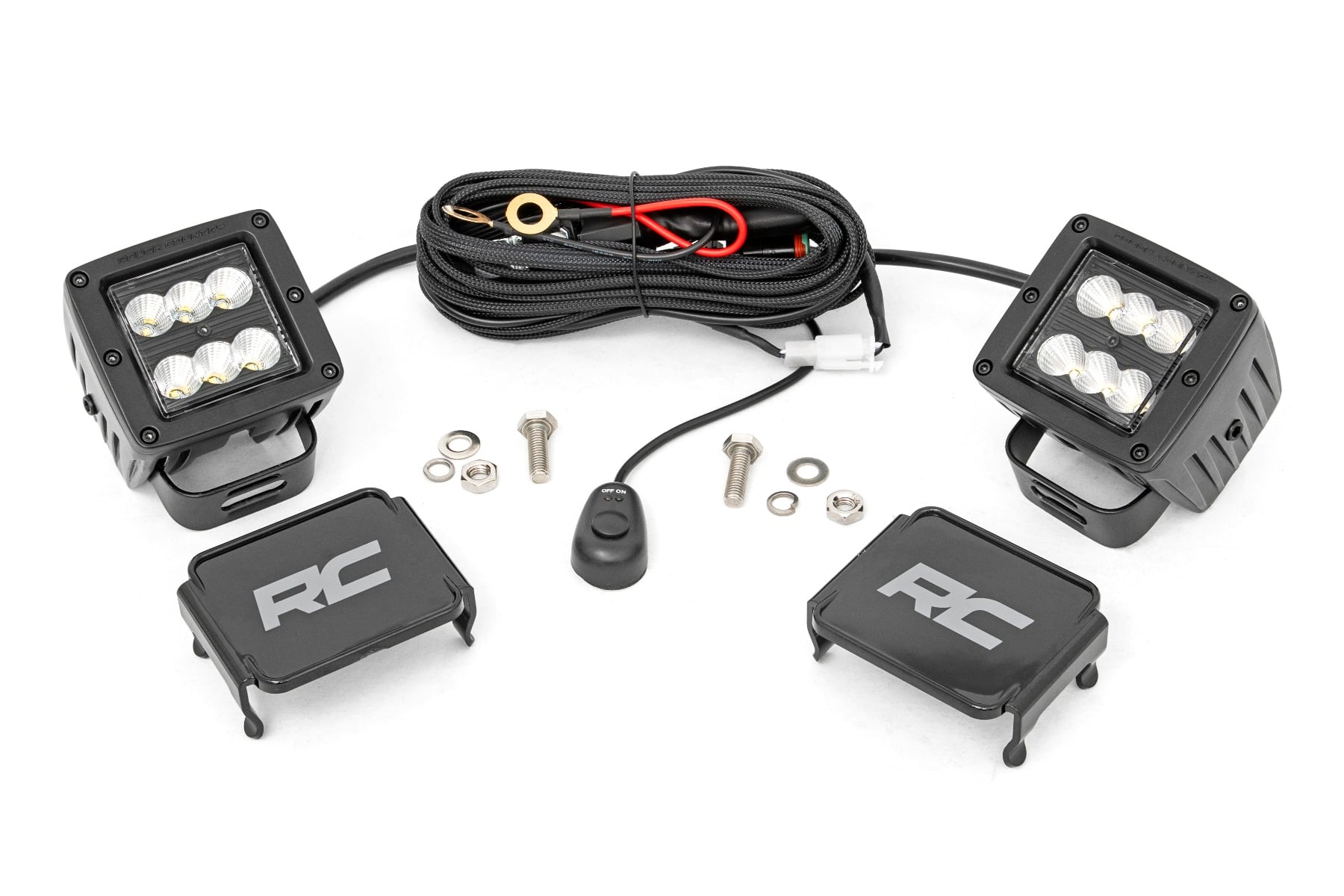 Rough Country 2-Inch Black Series LED Light Pod — Flood Beam, 4800 Lumens
