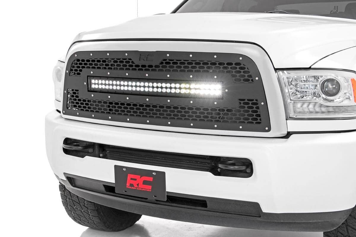 Rough Country Mesh Grille with 30-Inch LED Light Bar for Ram 2500/3500
