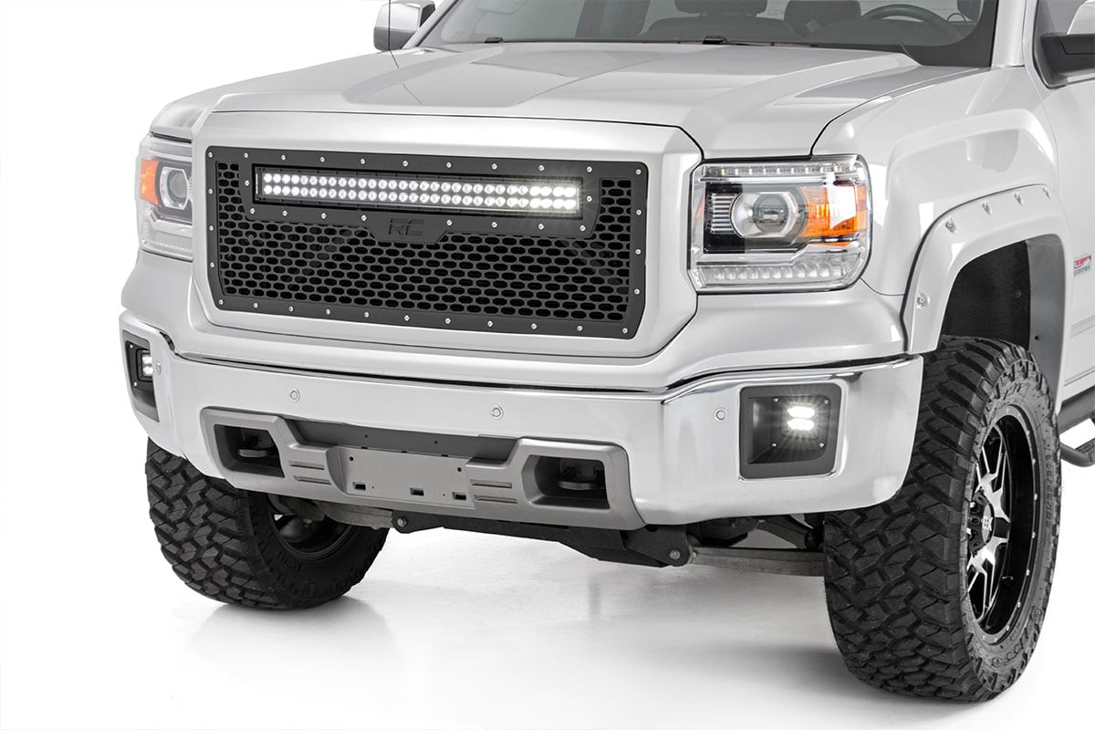 Rough Country Mesh Grille with 30-Inch LED Bar for GMC Sierra 1500