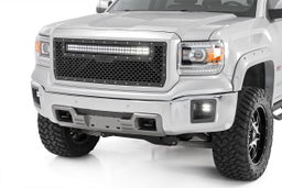 Amber DRL LED Mesh Grille for GMC Sierra 1500 (2014–2015), view 2, Rough Country 70190BDA
