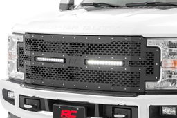 Mesh Grille with Dual 12-Inch LED Bars for Ford Super Duty, view 2, Rough Country 70216