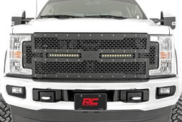 Mesh Grille with Dual 12-Inch LED Bars for Ford Super Duty, view 4, Rough Country 70216