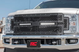 Mesh Grille with Dual 12-Inch LED Bars for Ford Super Duty, view 5, Rough Country 70216