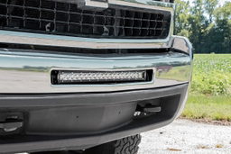 20-Inch Single-Row LED Light Mounts for Silverado 4WD (2007–2013) shown installed, Rough Country 70523
