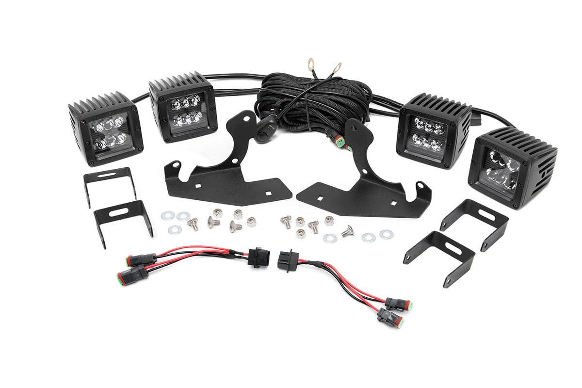 Rough Country 2-Inch Black Series LED Fog Light Kit for Silverado HD