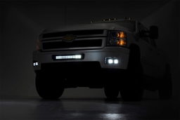 Amber DRL LED Fog Light Kit for 2011-2014 Silverado 2500/3500 HD, view 2, Rough Country 70628DRLA