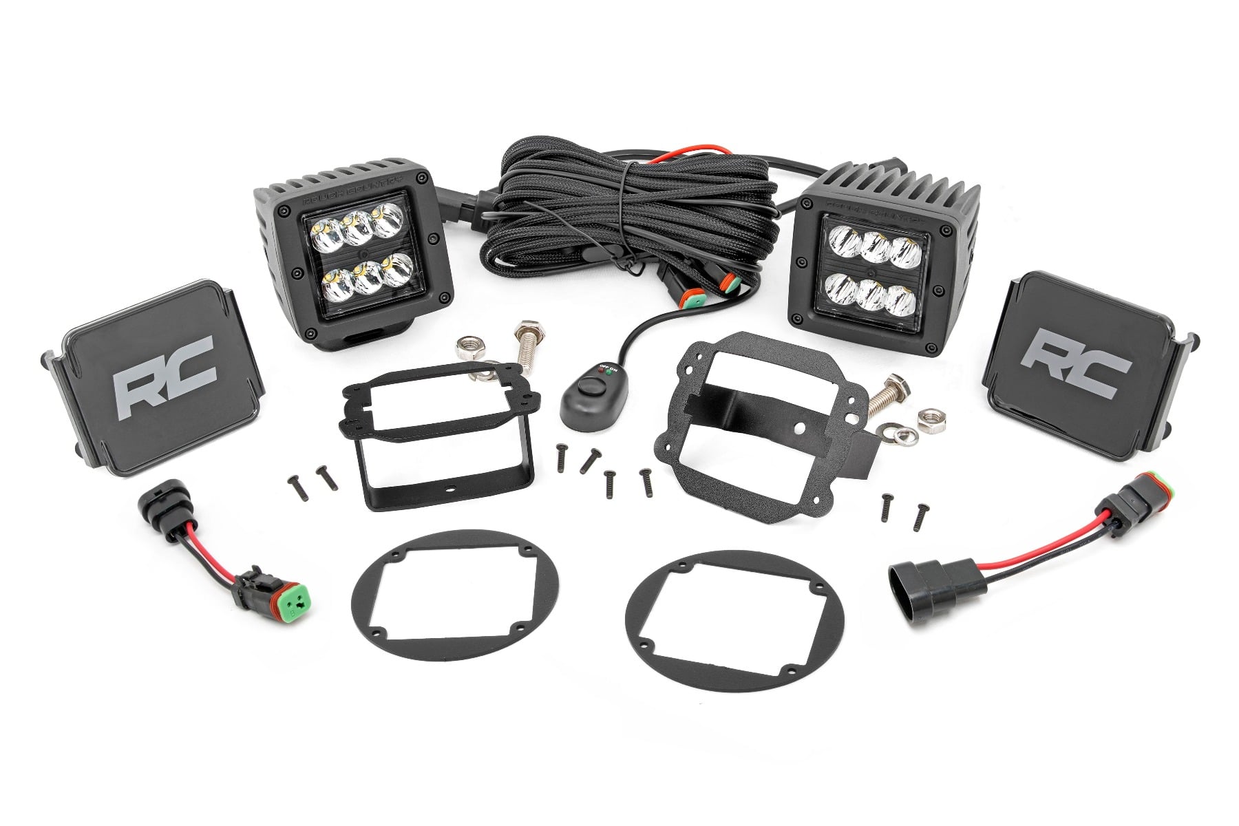 Rough Country 2-Inch Black Series LED Fog Light Kit for Jeep Wrangler