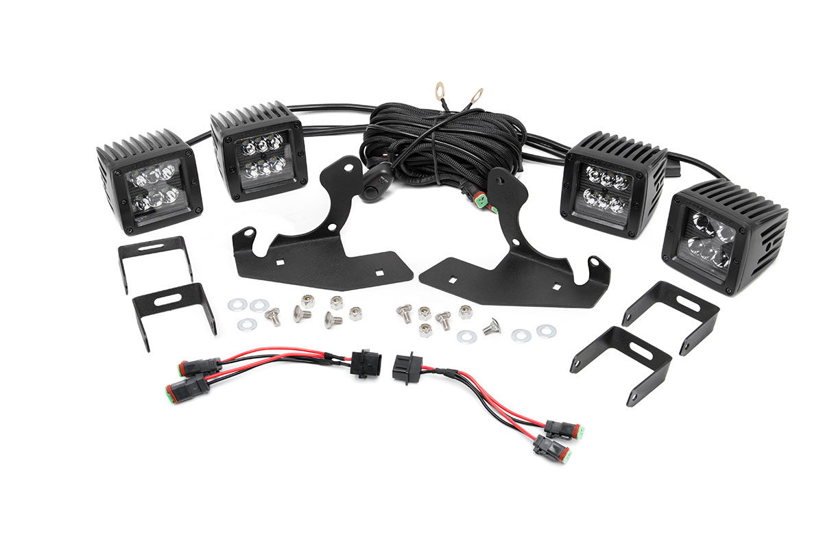 Rough Country 2-Inch Black Series LED Pod Kit for Chevy Silverado 1500/2500/3500