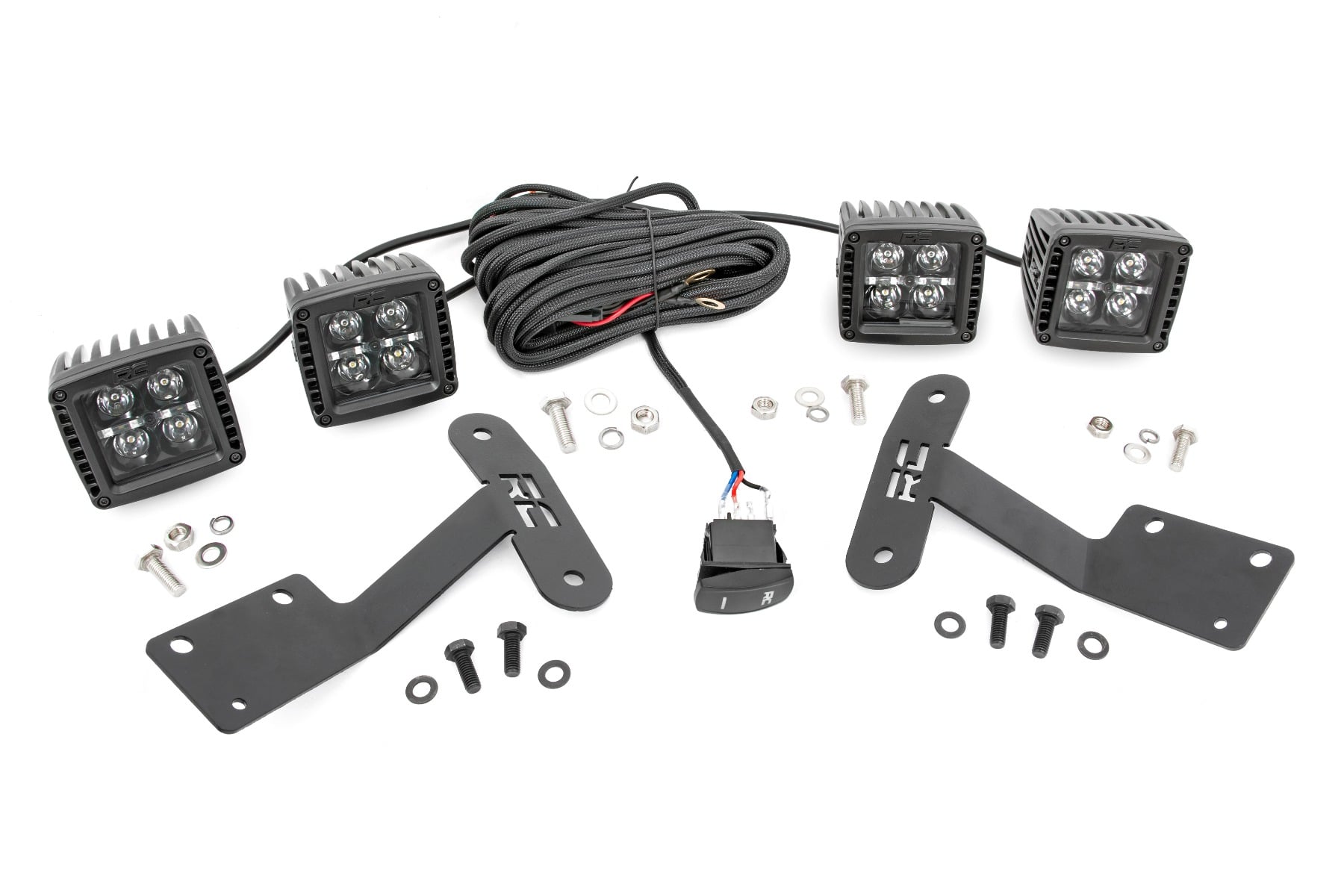 Rough Country 2-Inch Black Series Ditch Light Kit for 2014–2021 Toyota Tundra